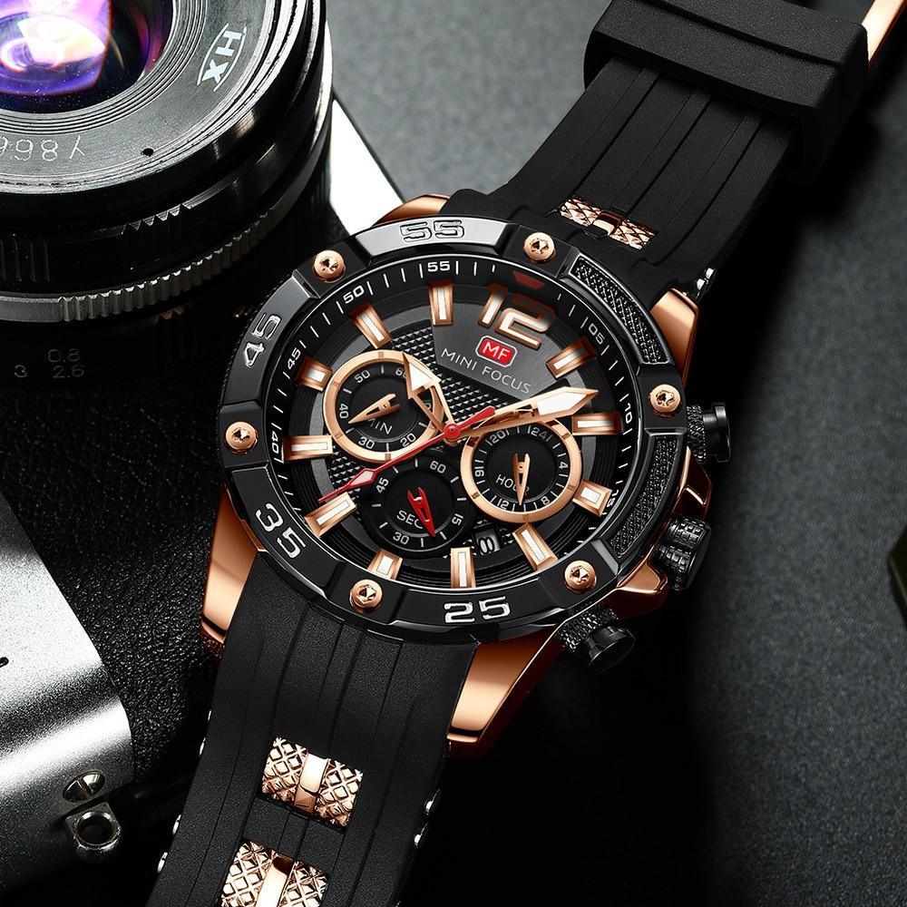 Nouvelles montres de sport à la mode pour hommes, bracelet en silicone étanche, montres-bracelets multifonctionnelles à aiguilles lumineuses pour hommes