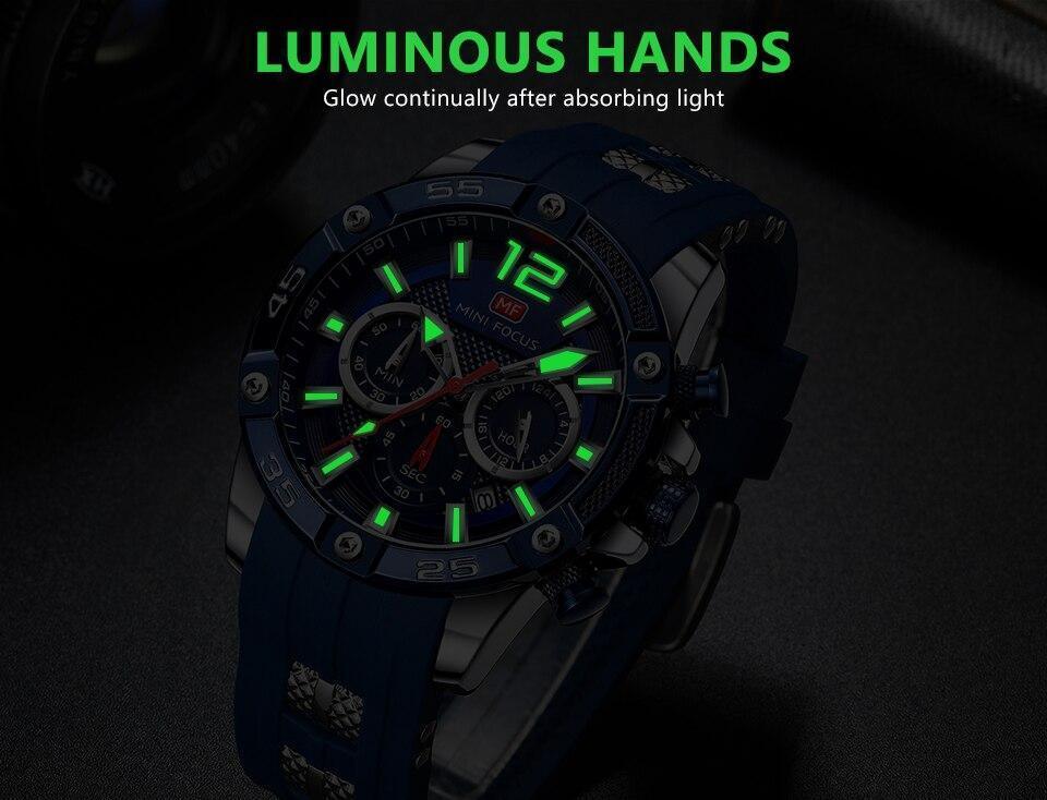 Nouvelles montres de sport à la mode pour hommes, bracelet en silicone étanche, montres-bracelets multifonctionnelles à aiguilles lumineuses pour hommes