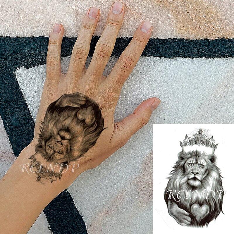 Tatouage temporaire Le Roi Lion, imperméable, noir et coloré, petit et grand, de luxe, pour hommes et femmes