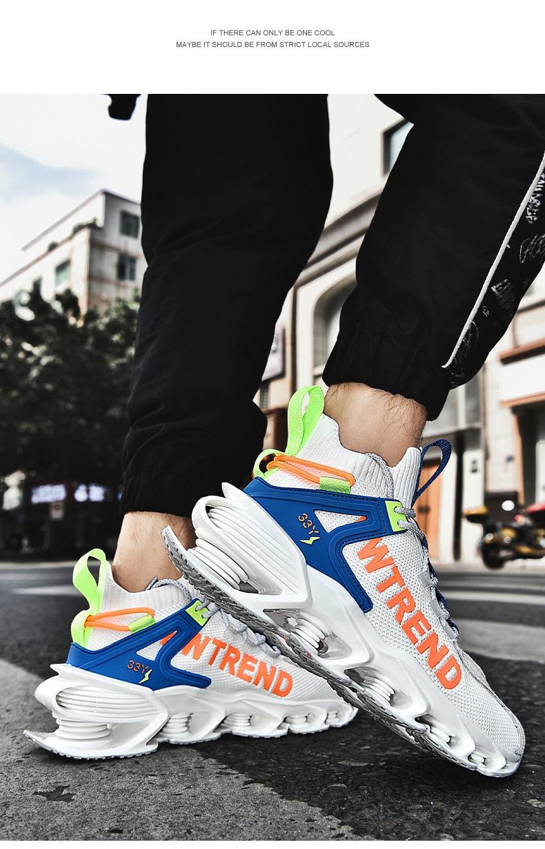 Baskets de Course Réfléchissantes à Lames pour Hommes - Chaussures de Sport Décontractées de Luxe pour la Marche et la Gym - Baskets en Maille Respirante de Haute Qualité pour le Jogging, la Marche et l'Athlétisme