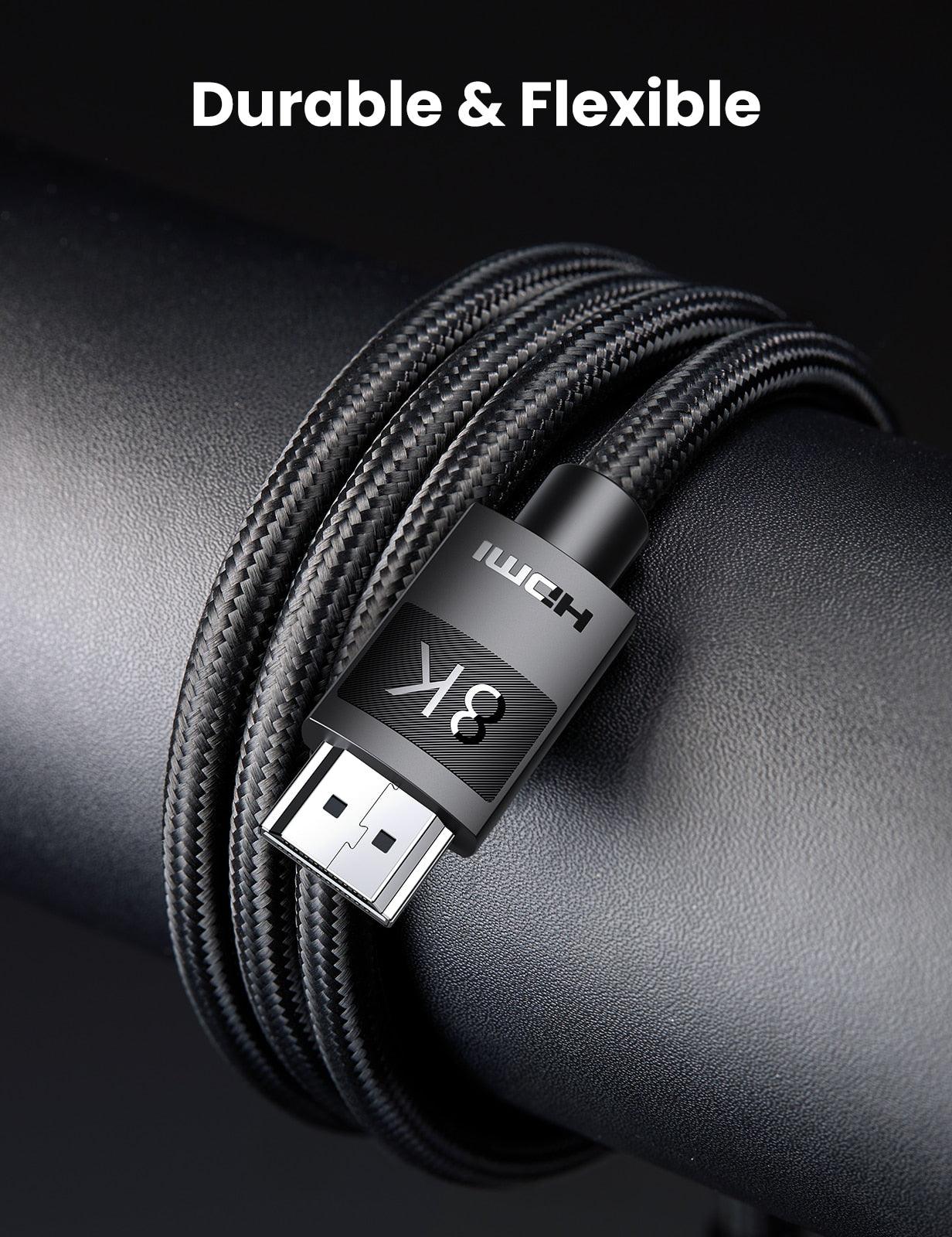 Câble HDMI 2.1 Ultra Haut Débit 8K60Hz 4K120Hz Câble Répartiteur HDMI 48Gbps Ultra Haut Débit 4K 120Hz Câble HDMI Tressé Dynamic HDR Vision HDR 10 Compatible avec TV UHD Ordinateur Portable