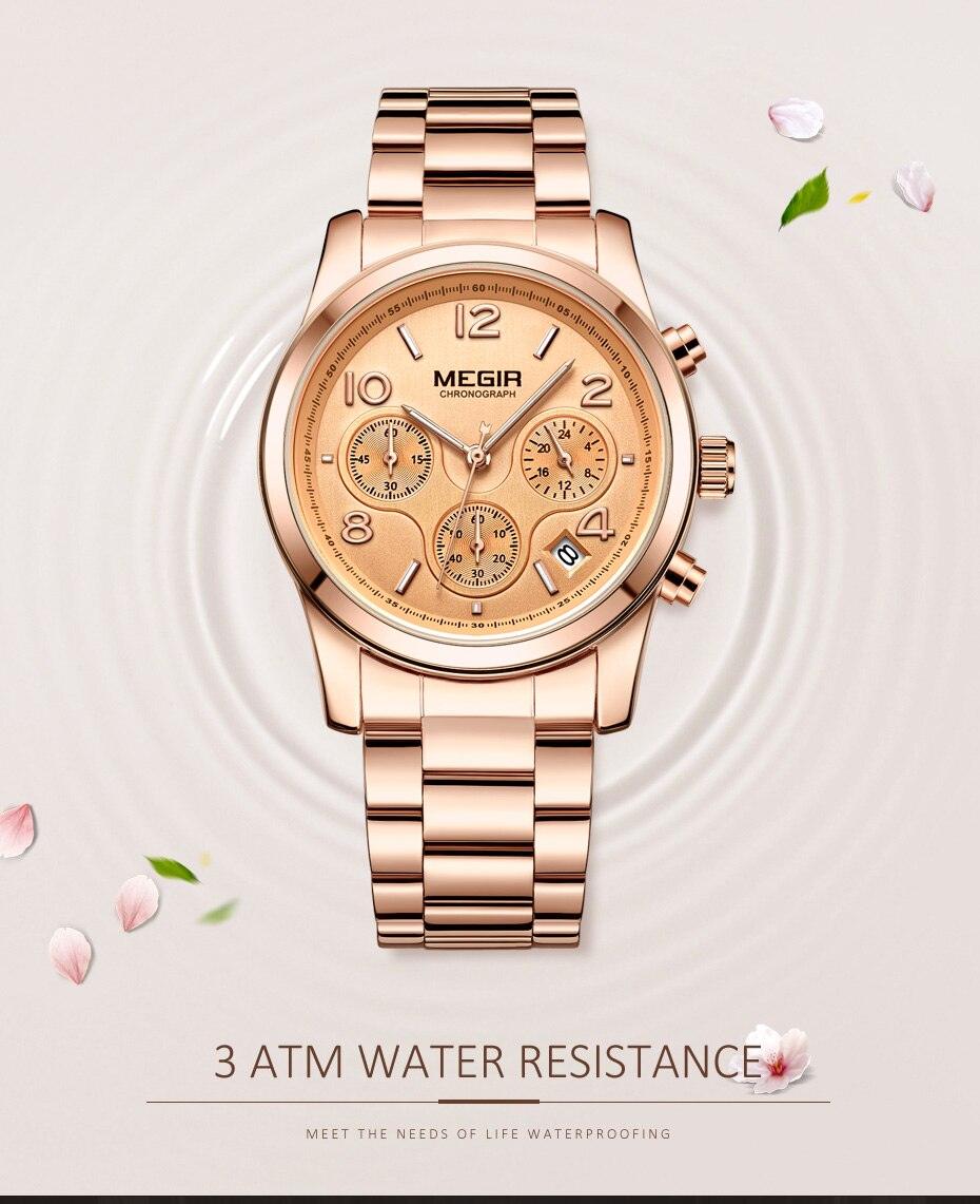 Montres multifonctionnelles pour femmes d'affaires Montre étanche à quartz en acier inoxydable Design rond élégant et brillant