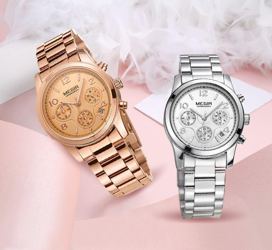 Montres multifonctionnelles pour femmes d'affaires Montre étanche à quartz en acier inoxydable Design rond élégant et brillant