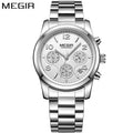 Montres multifonctionnelles pour femmes d'affaires Montre étanche à quartz en acier inoxydable Design rond élégant et brillant