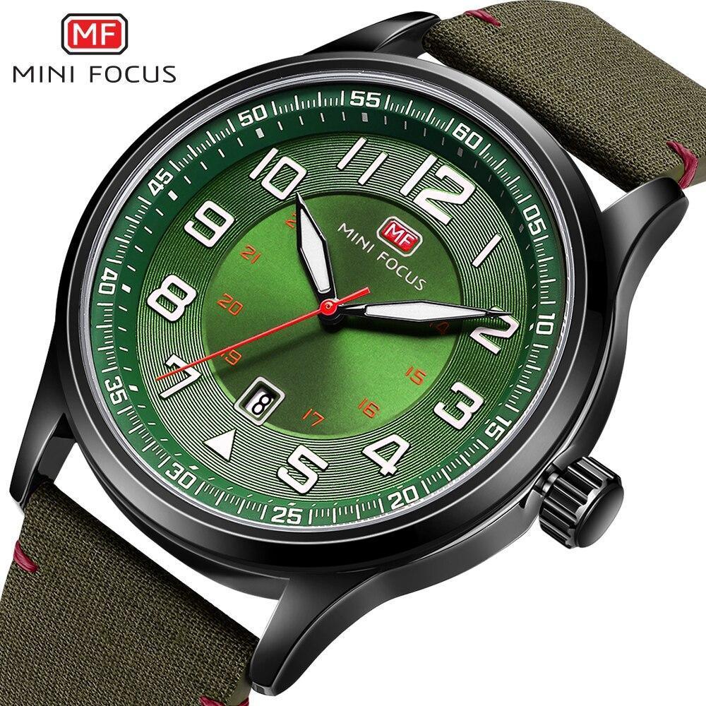 Montre-bracelet pour homme de sport décontractée de luxe verte ronde étanche analogique à quartz classique à la mode