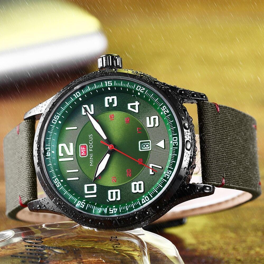 Montre-bracelet pour homme de sport décontractée de luxe verte ronde étanche analogique à quartz classique à la mode