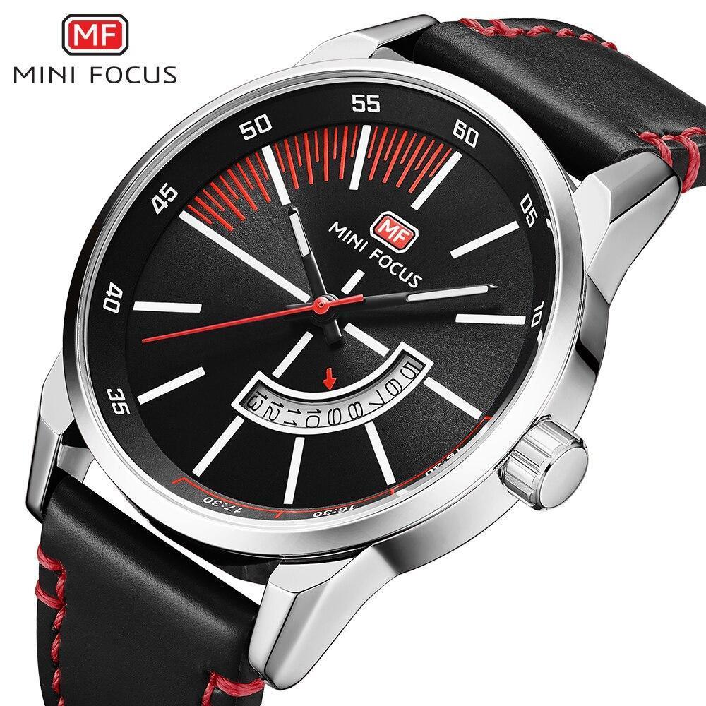 Montre Homme Élégante en Quartz Noir Bracelet en Cuir Tendance Design de Luxe Calendrier Lumineux Analogique Montres Uniques