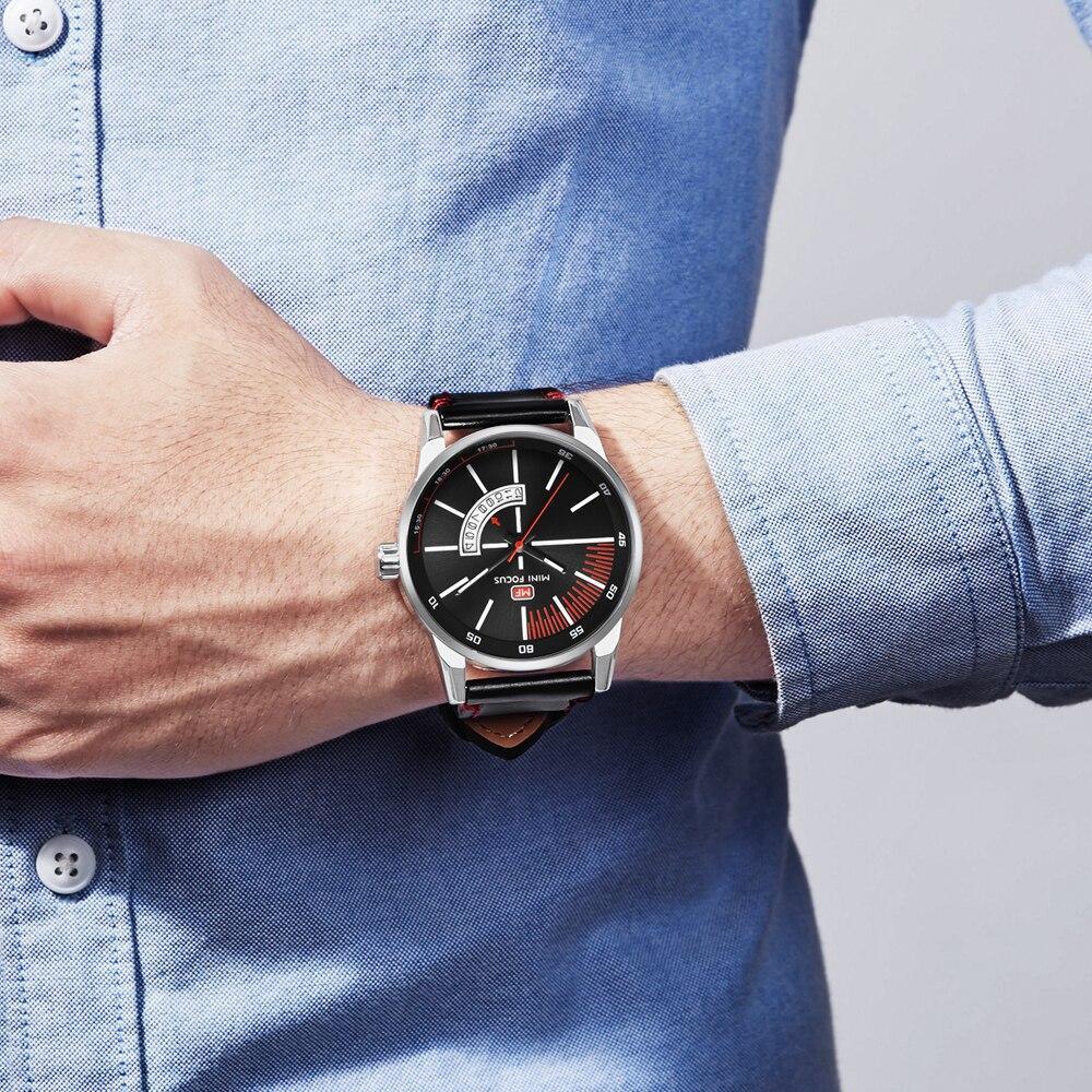 Montre Homme Élégante en Quartz Noir Bracelet en Cuir Tendance Design de Luxe Calendrier Lumineux Analogique Montres Uniques
