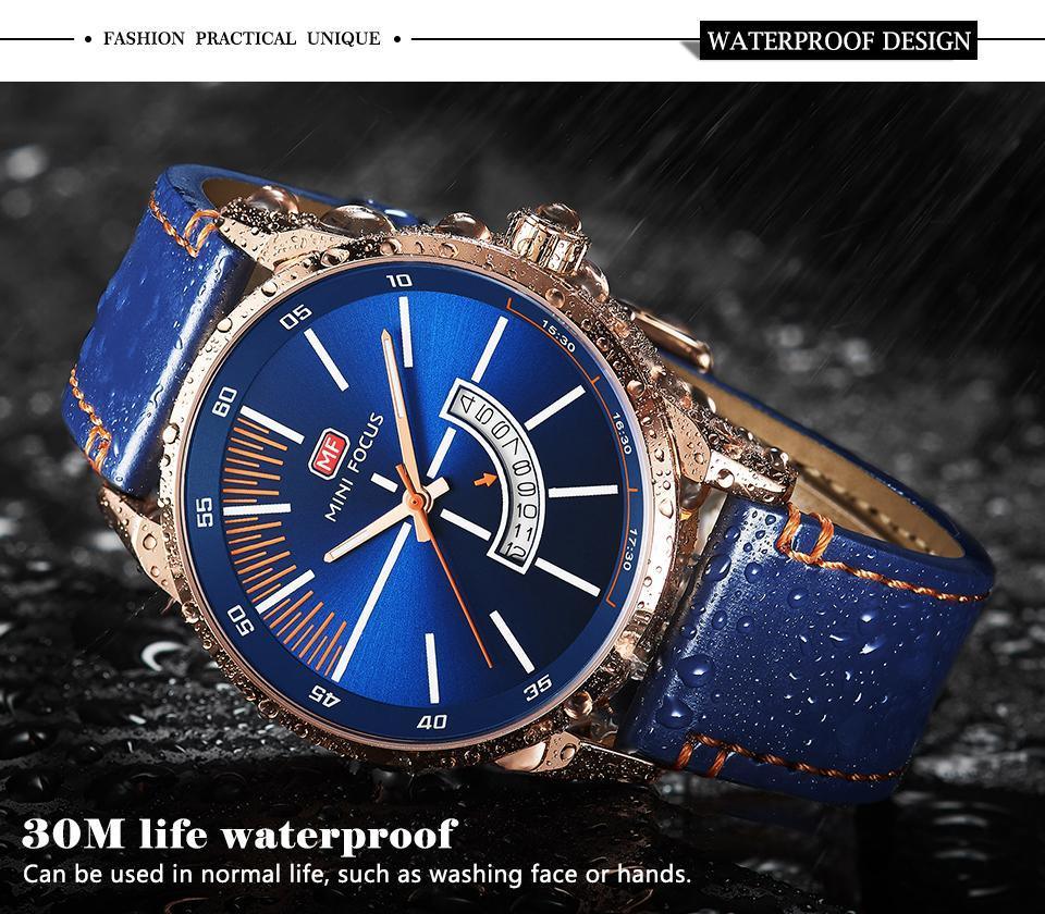 Montre Homme Élégante en Quartz Noir Bracelet en Cuir Tendance Design de Luxe Calendrier Lumineux Analogique Montres Uniques