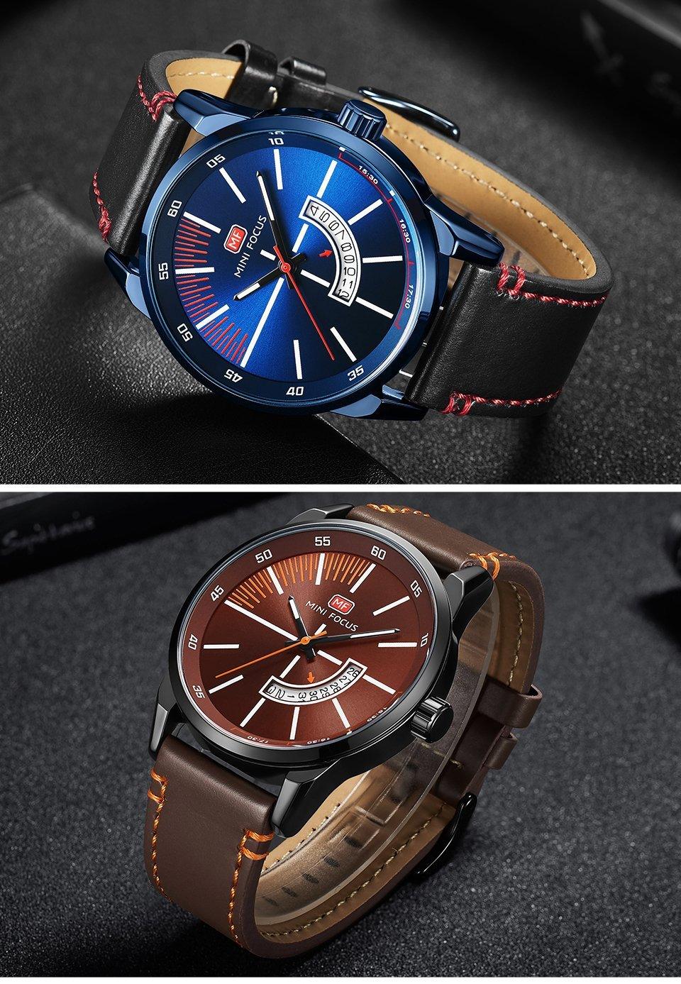 Montre Homme Élégante en Quartz Noir Bracelet en Cuir Tendance Design de Luxe Calendrier Lumineux Analogique Montres Uniques