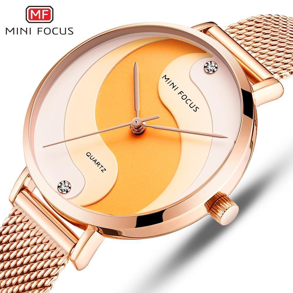 Montres ultra-fines en or rose pour femmes, à quartz analogique, étanches, avec un design rond élégant pour femmes