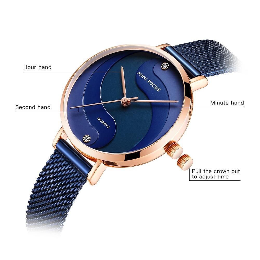 Montres ultra-fines en or rose pour femmes, à quartz analogique, étanches, avec un design rond élégant pour femmes