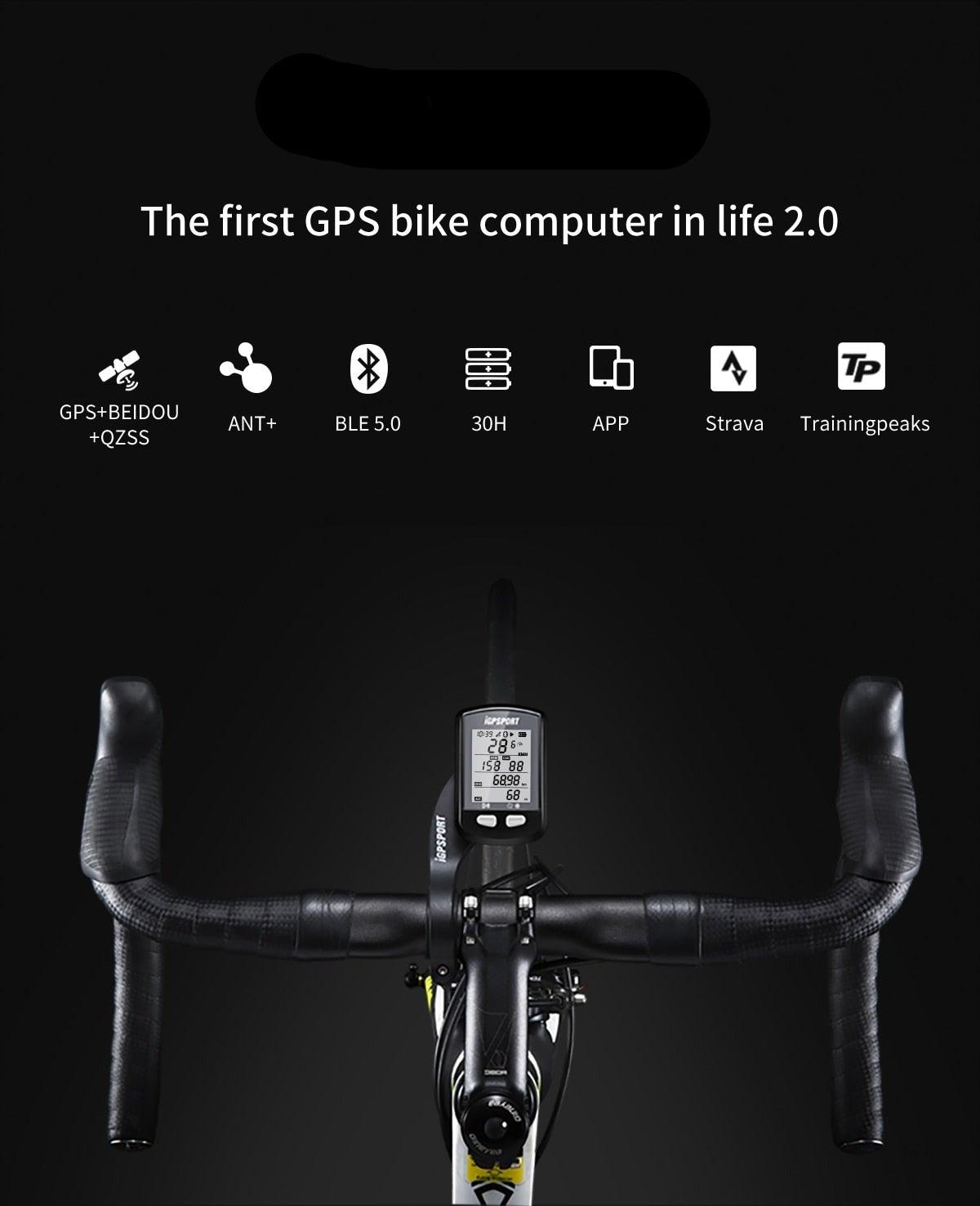 Compteur de vélo GPS sans fil, ordinateur de vélo étanche IPX6 avec ANT+ et Bluetooth, compteur de vitesse et odomètre de vélo rechargeable, ordinateur de cyclisme, suivi VTT avec affichage LCD rétroéclairé automatique