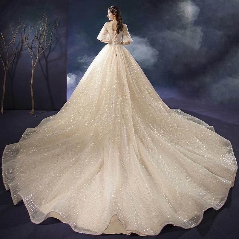 Nouvelle robe de mariée brillante, perles de luxe, dentelle EDL458