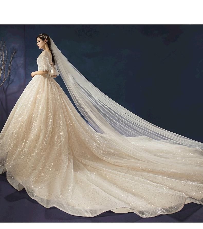 Nouvelle robe de mariée brillante, perles de luxe, dentelle EDL458