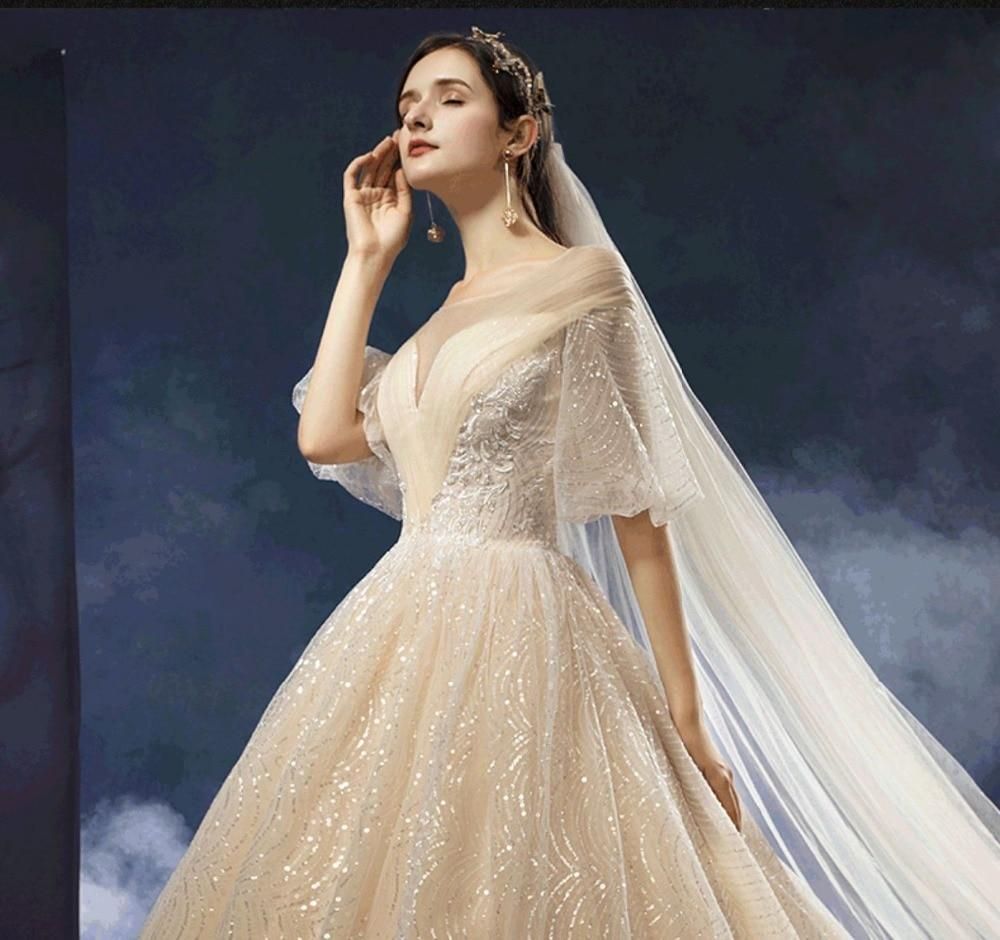 Nouvelle robe de mariée brillante, perles de luxe, dentelle EDL458