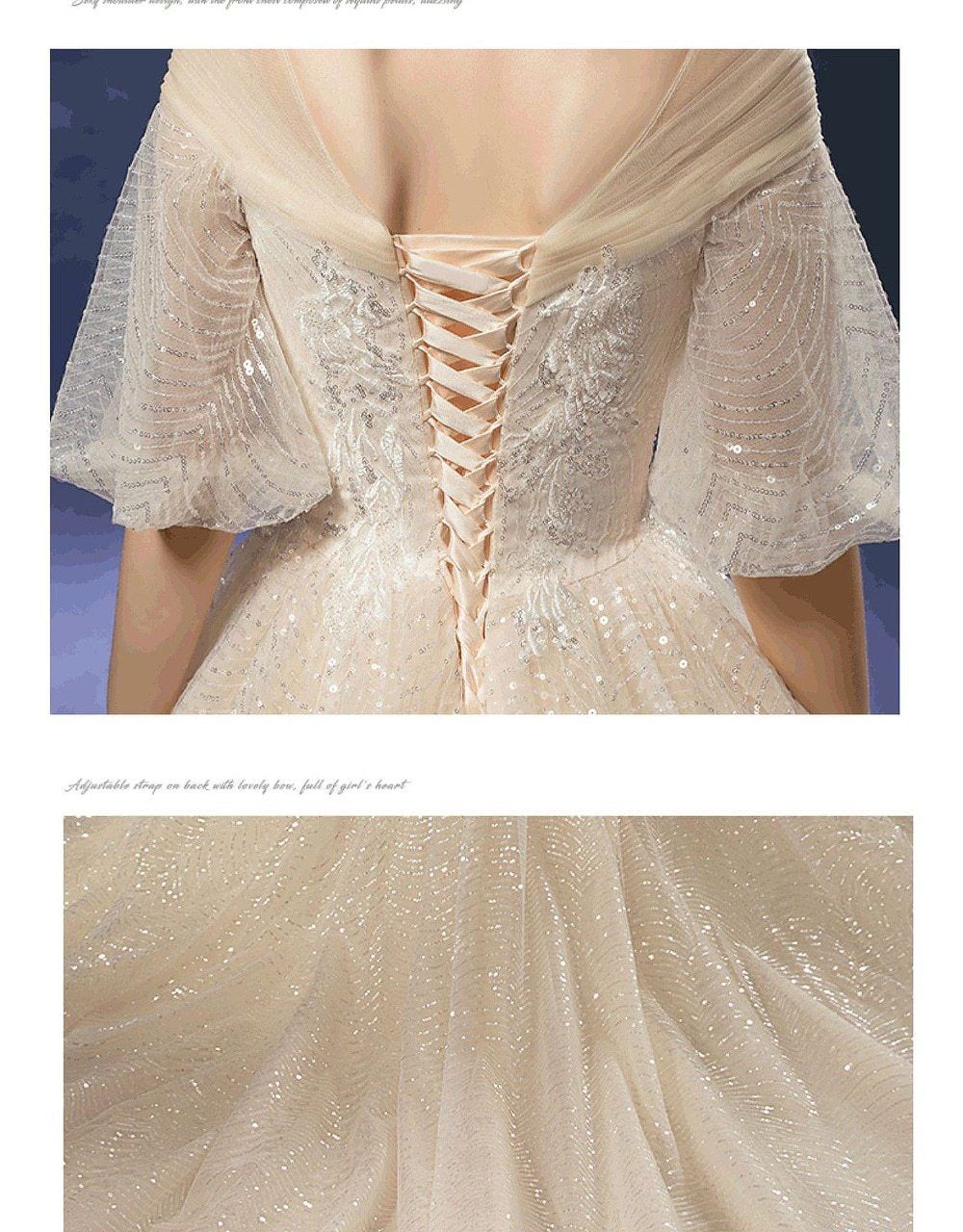 Nouvelle robe de mariée brillante, perles de luxe, dentelle EDL458