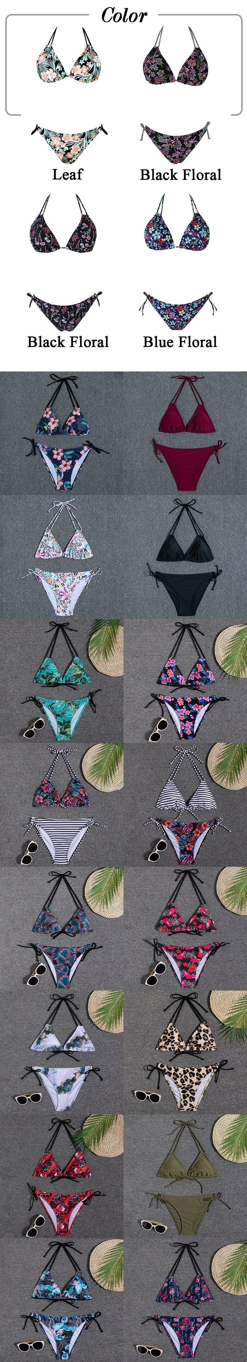 Maillot de Bain Femme Push Up Imprimé Floral Maillots de Bain Deux Pièces Beachwear