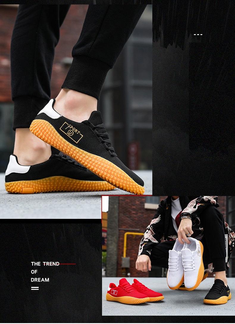 Baskets noires pour hommes Chaussures respirantes en maille Chaussures de sport noires à la mode Chaussures de marche plates et décontractées Chaussures décontractées respirantes Baskets montantes décontractées à lacets pour hommes à la mode