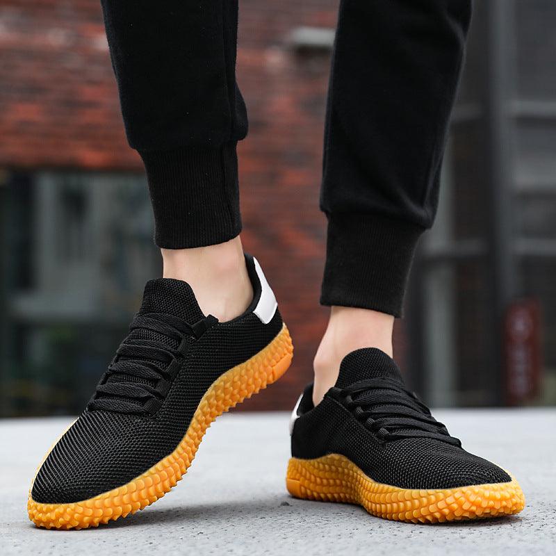 Baskets noires pour hommes Chaussures respirantes en maille Chaussures de sport noires à la mode Chaussures de marche plates et décontractées Chaussures décontractées respirantes Baskets montantes décontractées à lacets pour hommes à la mode
