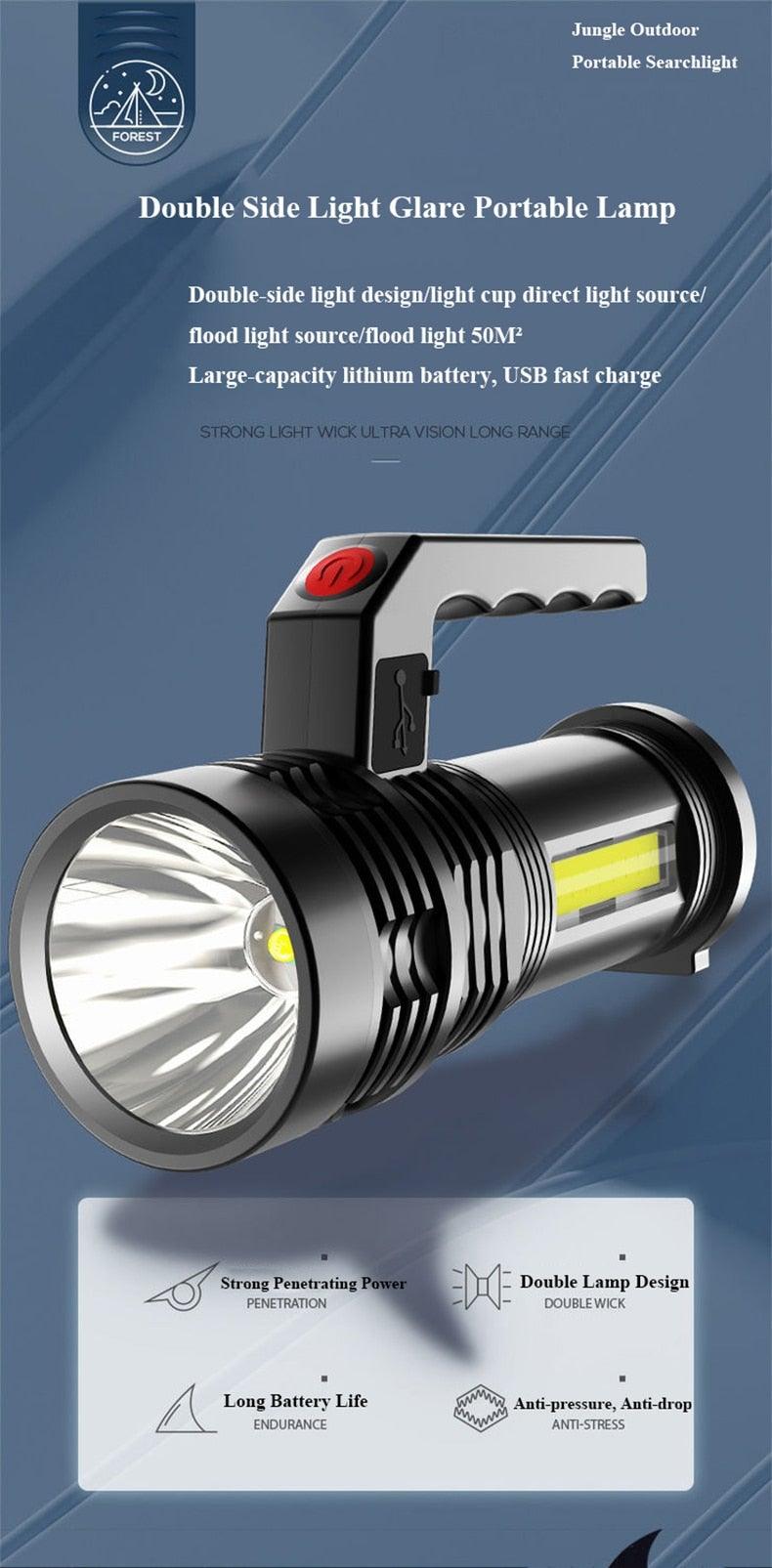 Lampes de poche rechargeables étanches 3 modes Interrupteur puissant projecteur haute luminosité Lampe de poche LED portable haute puissance étanche Utilisation à la maison et en extérieur de longue durée