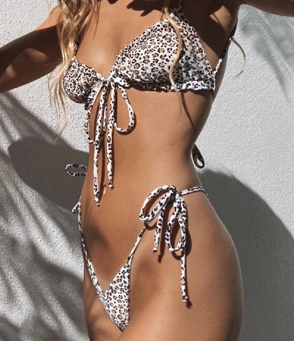 Bas maillot de bain bikini triangle femme maillot de bain à ficelle femme deux pièces maillot de bain licou maillot de bain triangle bikini imprimé femme ensemble deux pièces maillot de bain push-up nouveau