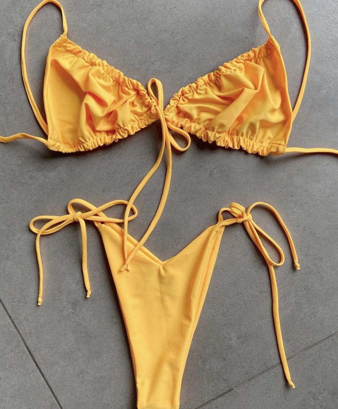 Bas maillot de bain bikini triangle femme maillot de bain à ficelle femme deux pièces maillot de bain licou maillot de bain triangle bikini imprimé femme ensemble deux pièces maillot de bain push-up nouveau