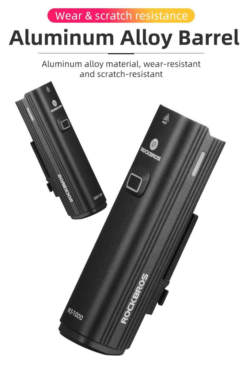 Éclairage de vélo avant Lampe avant USB Rechargeable LED 4800mAh Éclairage de vélo étanche Ensemble d'éclairage de vélo USB Rechargeable Super Lumineux Phare de vélo pour la Conduite Nocturne Support 1000LM