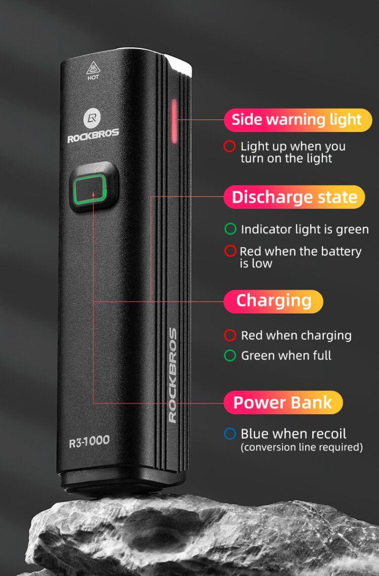 Éclairage de vélo avant Lampe avant USB Rechargeable LED 4800mAh Éclairage de vélo étanche Ensemble d'éclairage de vélo USB Rechargeable Super Lumineux Phare de vélo pour la Conduite Nocturne Support 1000LM