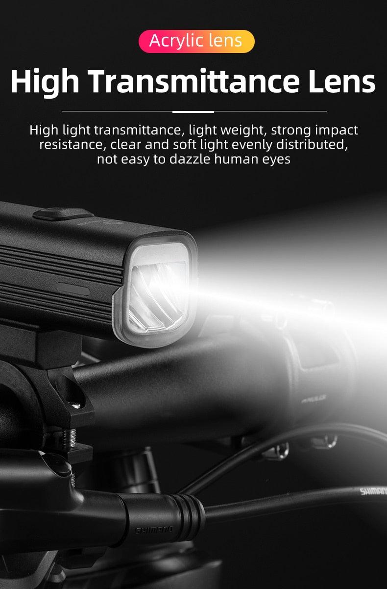 Éclairage de vélo avant Lampe avant USB Rechargeable LED 4800mAh Éclairage de vélo étanche Ensemble d'éclairage de vélo USB Rechargeable Super Lumineux Phare de vélo pour la Conduite Nocturne Support 1000LM