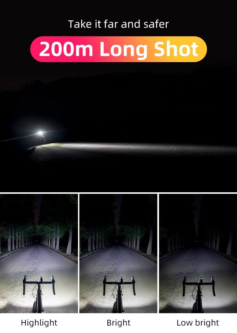 Éclairage de vélo avant Lampe avant USB Rechargeable LED 4800mAh Éclairage de vélo étanche Ensemble d'éclairage de vélo USB Rechargeable Super Lumineux Phare de vélo pour la Conduite Nocturne Support 1000LM