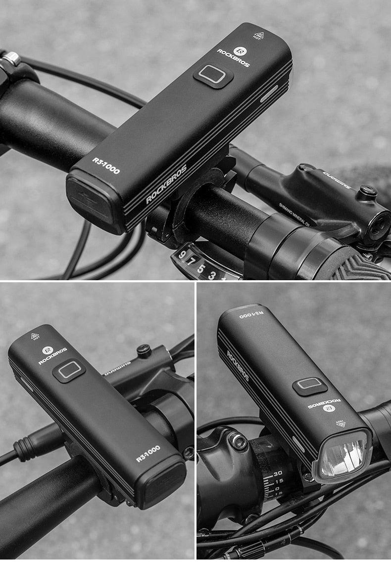 Éclairage de vélo avant Lampe avant USB Rechargeable LED 4800mAh Éclairage de vélo étanche Ensemble d'éclairage de vélo USB Rechargeable Super Lumineux Phare de vélo pour la Conduite Nocturne Support 1000LM