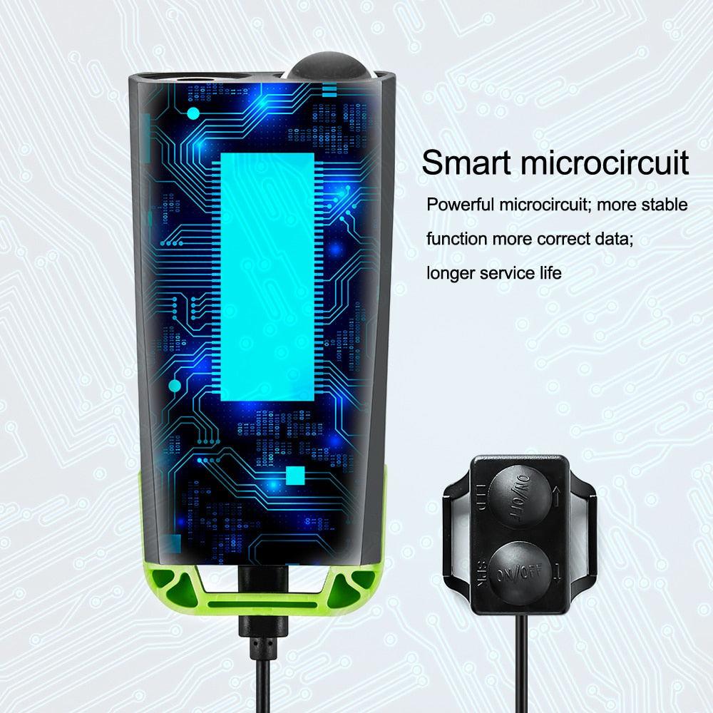 Lumières de vélo LED 4000mAh Ordinateur de vélo avec klaxon Lampe de poche rechargeable USB Compteur de vitesse de vélo étanche Ordinateur de vélo rechargeable USB avec klaxon de vélo puissant Compteur kilométrique de vélo étanche