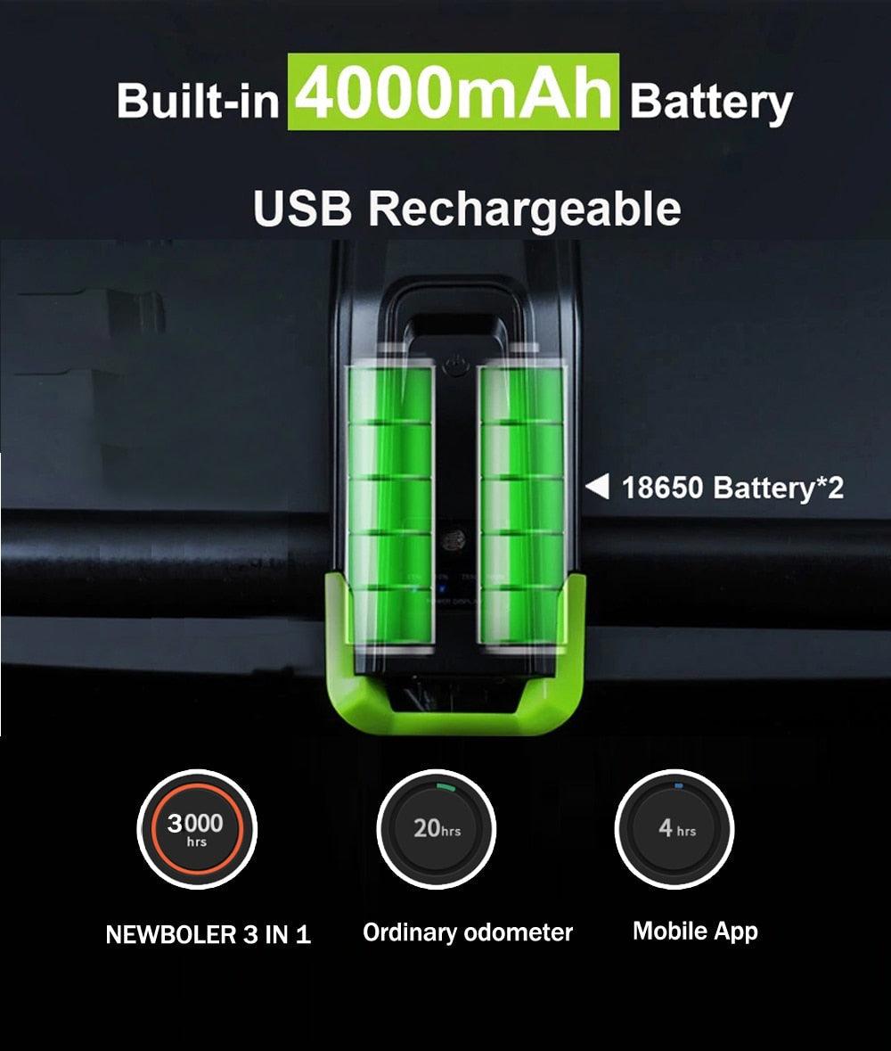 Lumières de vélo LED 4000mAh Ordinateur de vélo avec klaxon Lampe de poche rechargeable USB Compteur de vitesse de vélo étanche Ordinateur de vélo rechargeable USB avec klaxon de vélo puissant Compteur kilométrique de vélo étanche
