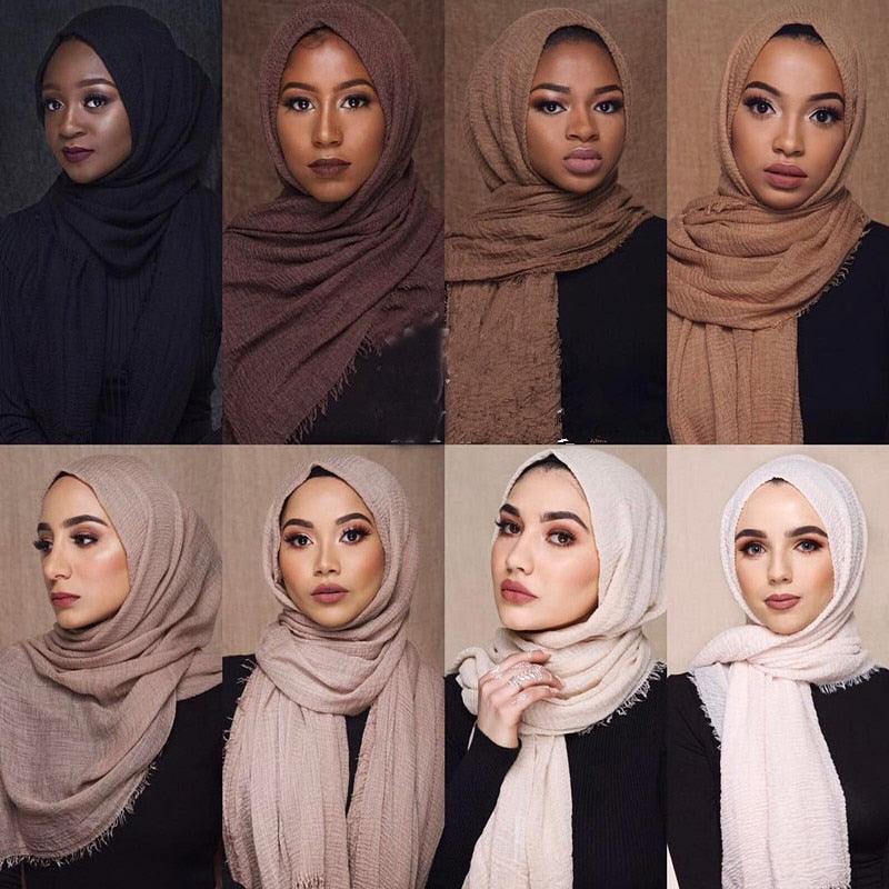 Écharpe légère et douce de mode, en coton et lin froissé, châle, hijab pour femme musulmane, turbans, vêtements islamiques, couvre-chef pour femme