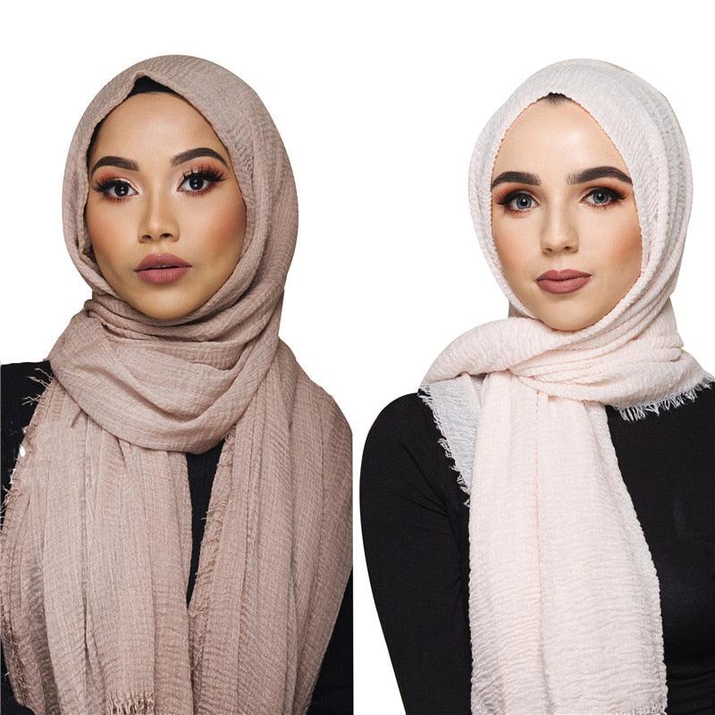 Écharpe légère et douce de mode, en coton et lin froissé, châle, hijab pour femme musulmane, turbans, vêtements islamiques, couvre-chef pour femme