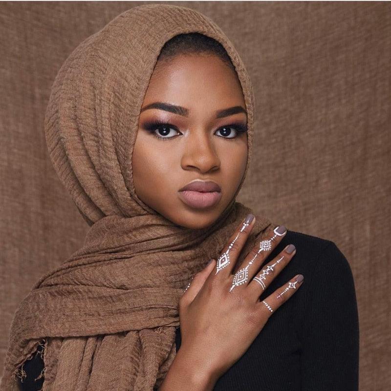Écharpe légère et douce de mode, en coton et lin froissé, châle, hijab pour femme musulmane, turbans, vêtements islamiques, couvre-chef pour femme