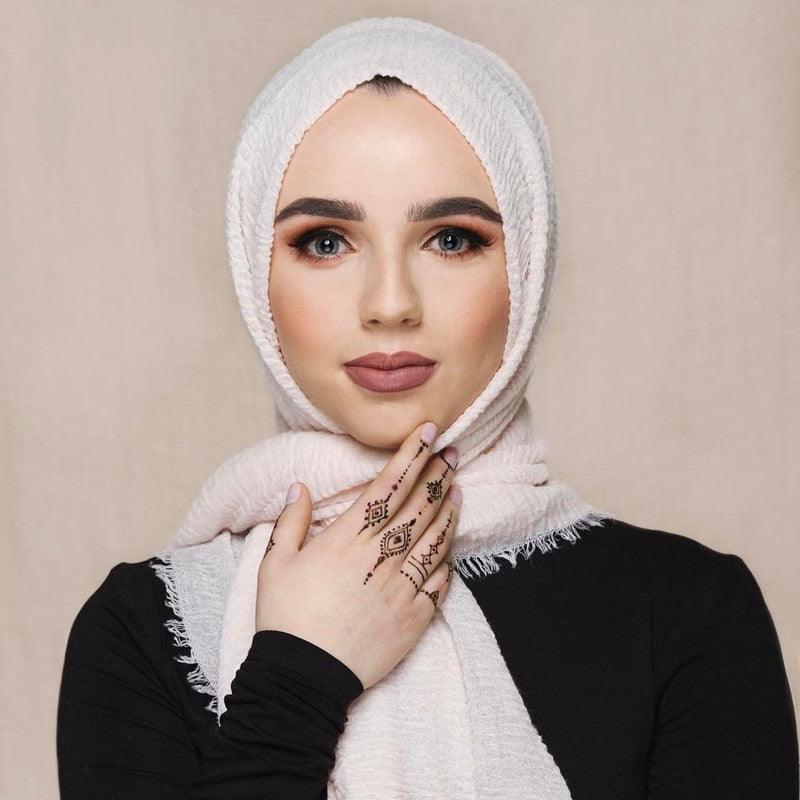 Écharpe légère et douce de mode, en coton et lin froissé, châle, hijab pour femme musulmane, turbans, vêtements islamiques, couvre-chef pour femme