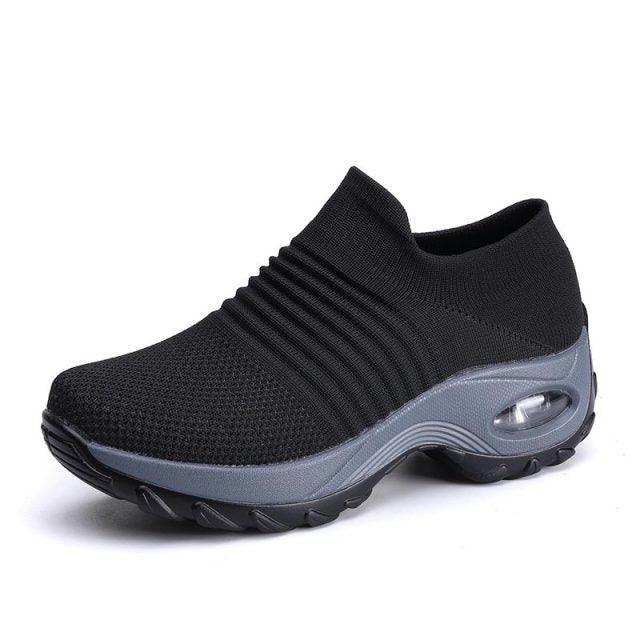 Baskets respirantes pour femmes Nouvelles chaussures en maille pour femmes Chaussures décontractées à coussin d'air à enfiler Chaussures de marche légères en maille respirante Athlétiques Chaussures de course Baskets chaussettes mode à enfiler
