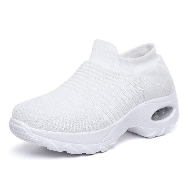Baskets respirantes pour femmes Nouvelles chaussures en maille pour femmes Chaussures décontractées à coussin d'air à enfiler Chaussures de marche légères en maille respirante Athlétiques Chaussures de course Baskets chaussettes mode à enfiler