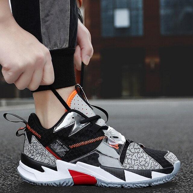 Chaussures de basketball unisexe modernes respirantes à coupe haute, baskets de ville d'extérieur pour hommes, chaussures de basketball arc-en-ciel tendance, chaussures de sport respirantes antidérapantes et douces