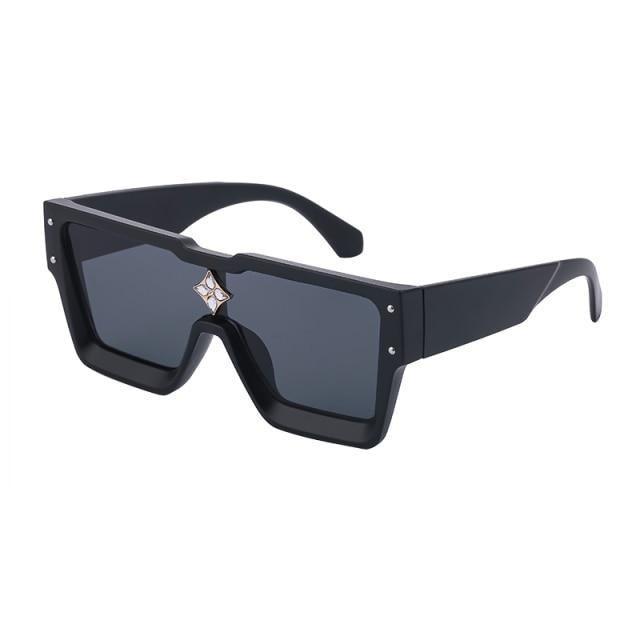 Lunettes de soleil carrées surdimensionnées sans monture UV400 pour femme, nouvelles lunettes de soleil tendance à grande monture pour femme, dernières lunettes de soleil grandes et attrayantes à verres plats pour unisexe