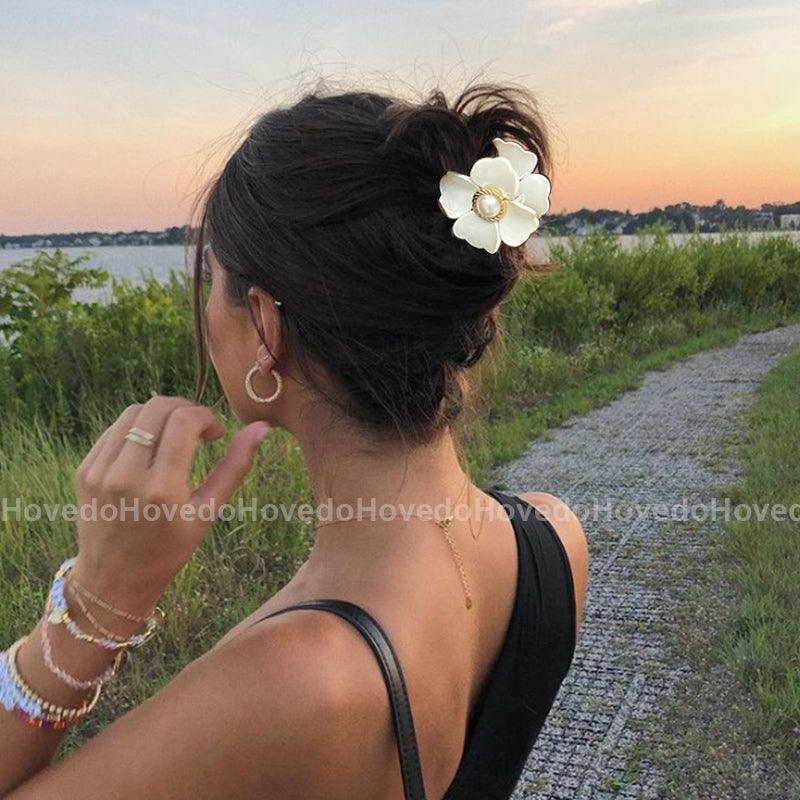 Barrettes en forme de fleur douce pour femmes et filles, pinces à cheveux chics, épingles à cheveux crabe, coiffure Bohème, pinces à mâchoire pour cheveux moyens et épais, femmes