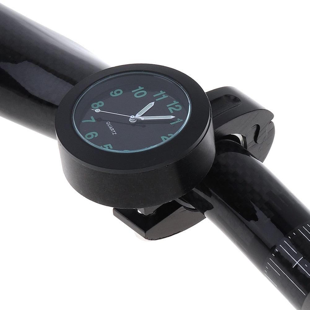 Horloge universelle étanche pour moto - Horloge de guidon de moto avec veilleuse, cadran de montre, horloge de guidon de vélo, ensemble horloge de guidon de moto avec patin antidérapant et clé, universel étanche noir