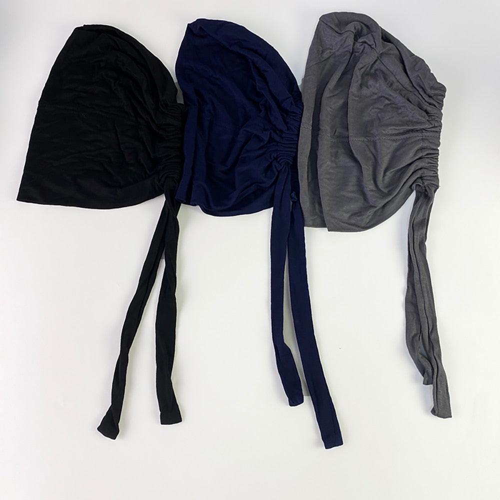 Écharpe sous hijab Modal Mode Bandeau Turban Bonnet en coton avec bande Casquette intérieure ajustable Hijab Turban Musulman Pour Femmes