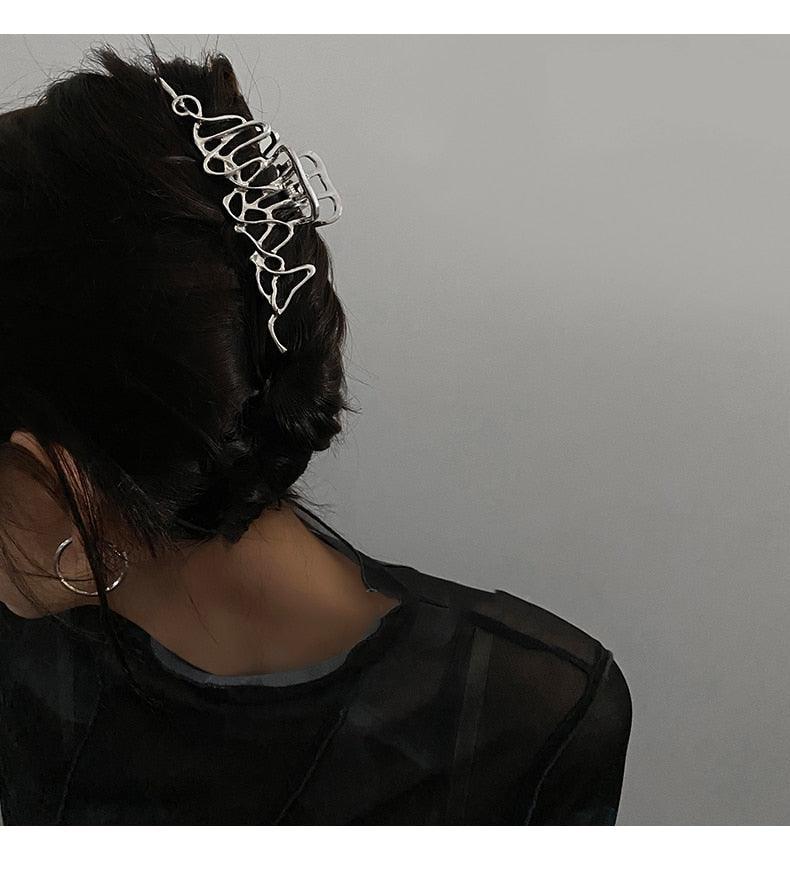 Femme Nouveauté Minimaliste Délicat Design Épingles à Cheveux Irrégulières Style Punk Métal Argenté Pinces à Cheveux Barrettes Accessoires pour Cheveux Femme Pinces à Cheveux