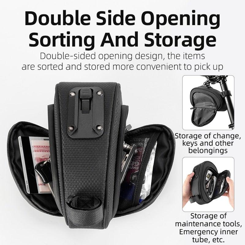 Sac de vélo imperméable Sac de vélo antichoc pour vélo réfléchissant grande capacité Sacoche de selle Accessoires de sacoche de vélo Sacoche de selle Sous la selle Sacoche de vélo Accessoires de cyclisme Pochette de rangement pour VTT Vélo de route