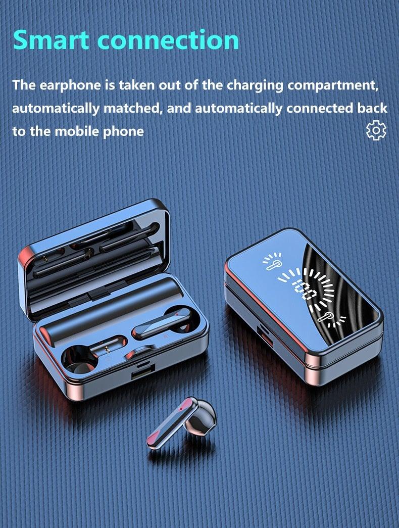 Écouteurs sans fil Bluetooth 5.1 Écouteurs de sport étanches avec microphone Écouteurs intra-auriculaires sans fil Bluetooth Casque audio avec basses profondes de qualité Cache-oreilles doux Léger Microphone intégré Boîtier de charge 3500 mAh