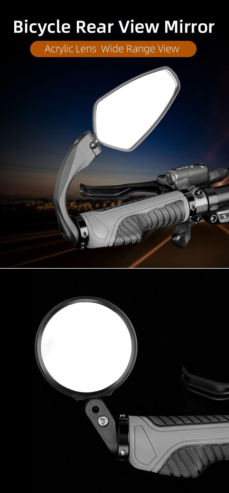1 paire de rétroviseurs de vélo arrière, vue large pour vélo, cyclisme, réflecteur d'angle réglable gauche et droit, rétroviseurs réfléchissants à grand angle de rotation à 360° pour VTT, vélo de route, vélo électrique, trottinette électrique