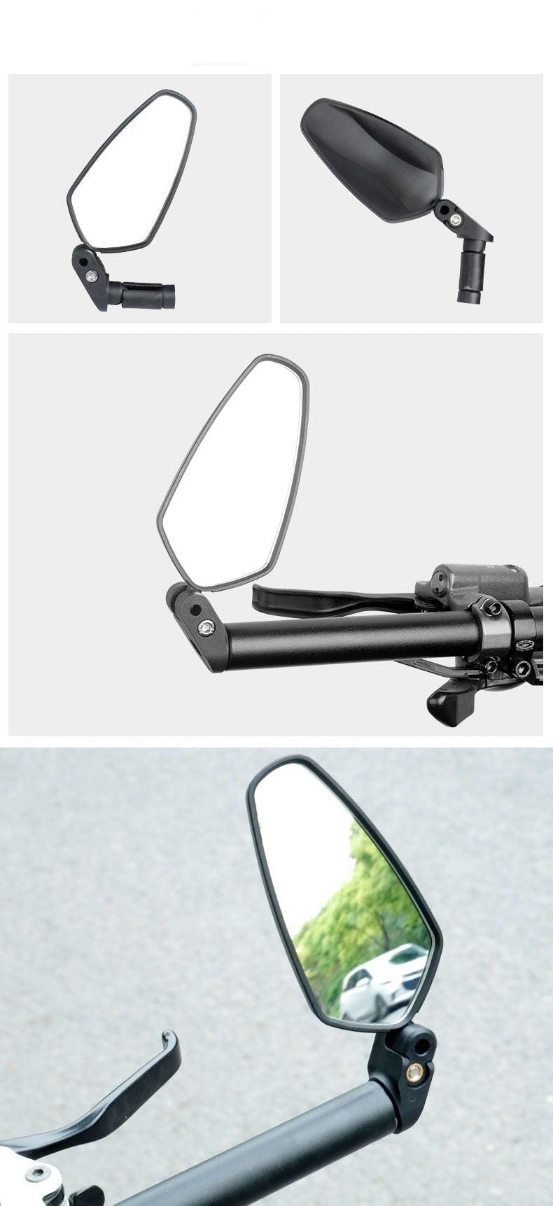 1 paire de rétroviseurs de vélo arrière, vue large pour vélo, cyclisme, réflecteur d'angle réglable gauche et droit, rétroviseurs réfléchissants à grand angle de rotation à 360° pour VTT, vélo de route, vélo électrique, trottinette électrique